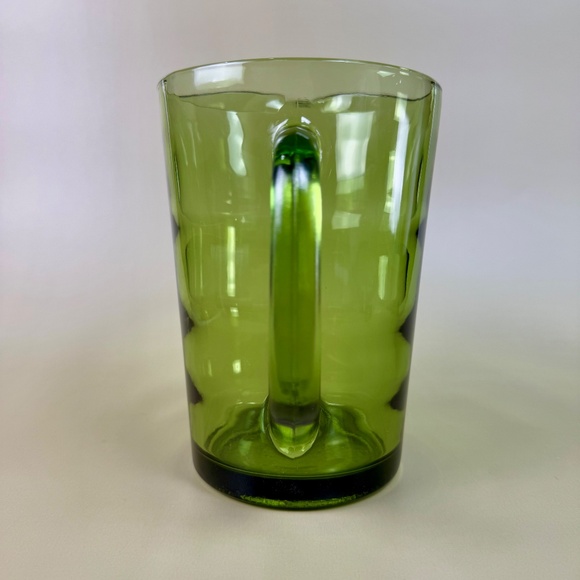 Vintage Green Glass Pitcher with Applied Handle – Mid-Century Blown Glass - Picture 9 of 13